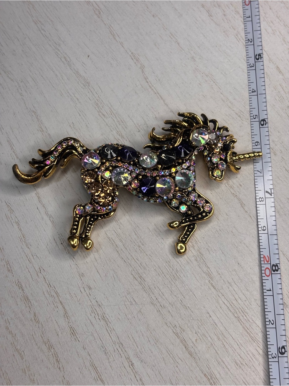 Unicorn Rhinestone Statement Brooch Pin - Picture 2 of 4
